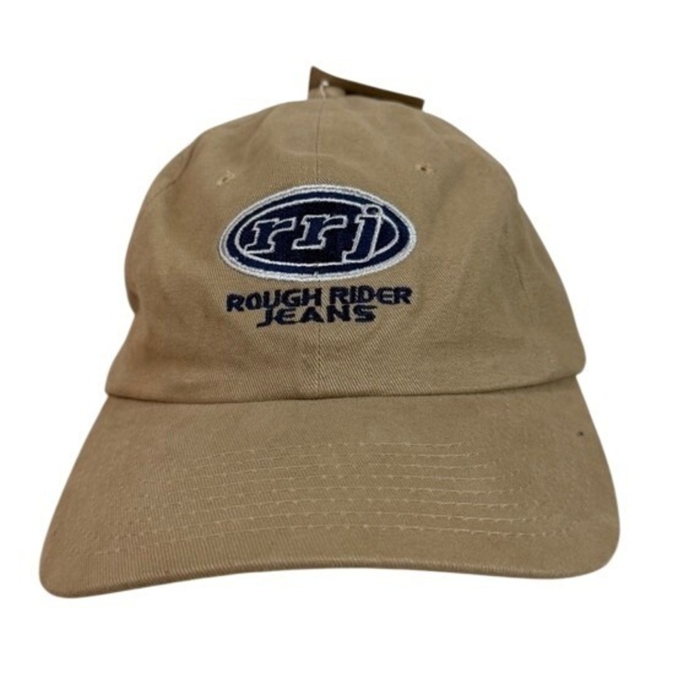 Rough Rider Jeans Hat Men OS Tan Embroidered Logo Strapback Dad Cap